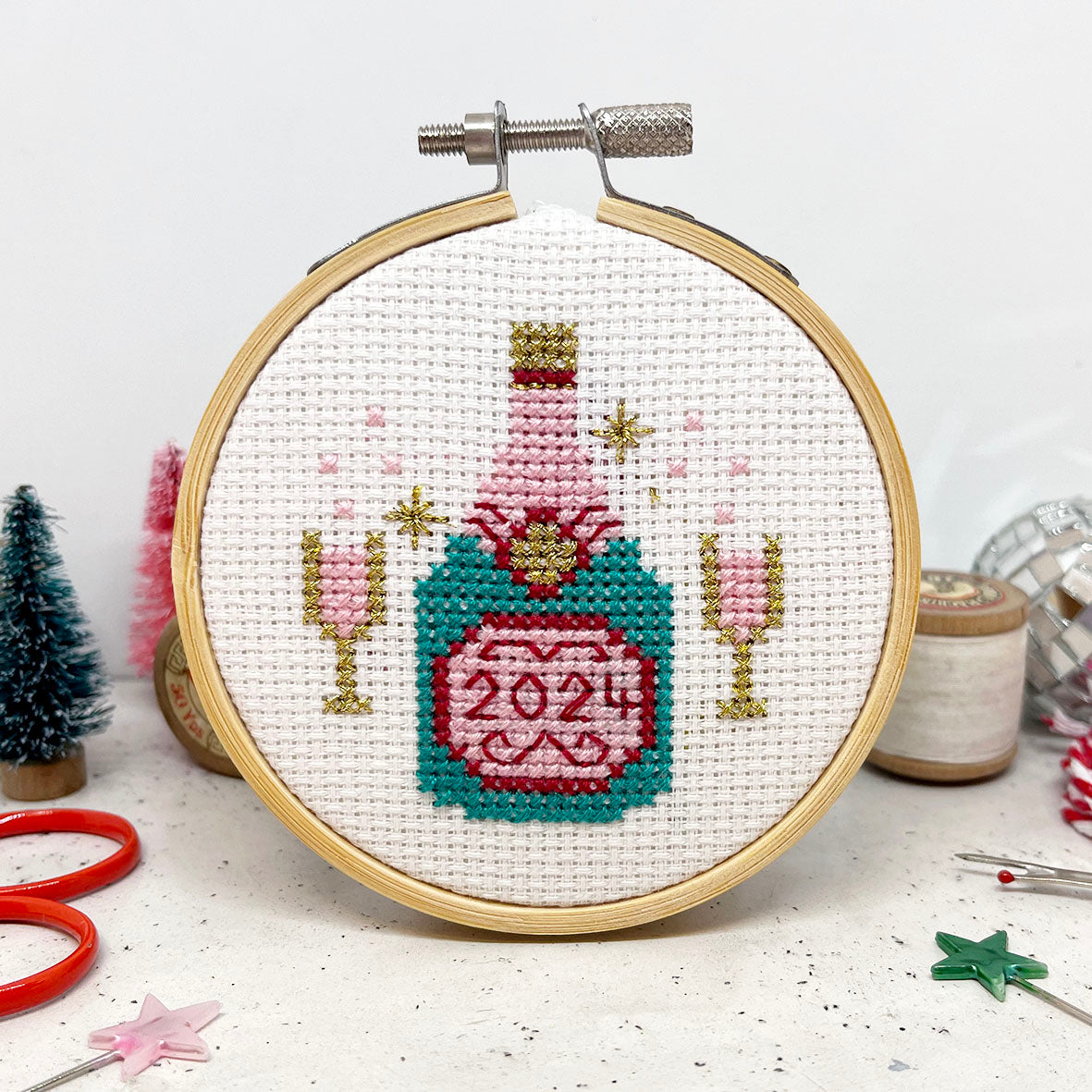 'Champagne' Cross Stitch - PDF Pattern