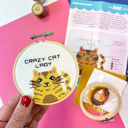 'Crazy Cat Lady' Mini Cross Stitch Kit