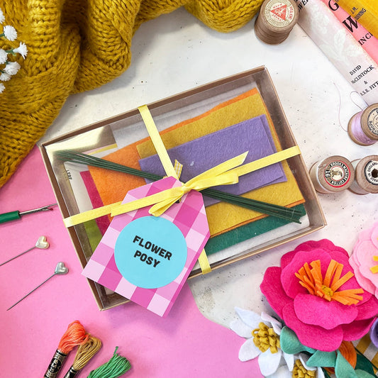 Beautiful box with a selection of colourful felt to make some flowers