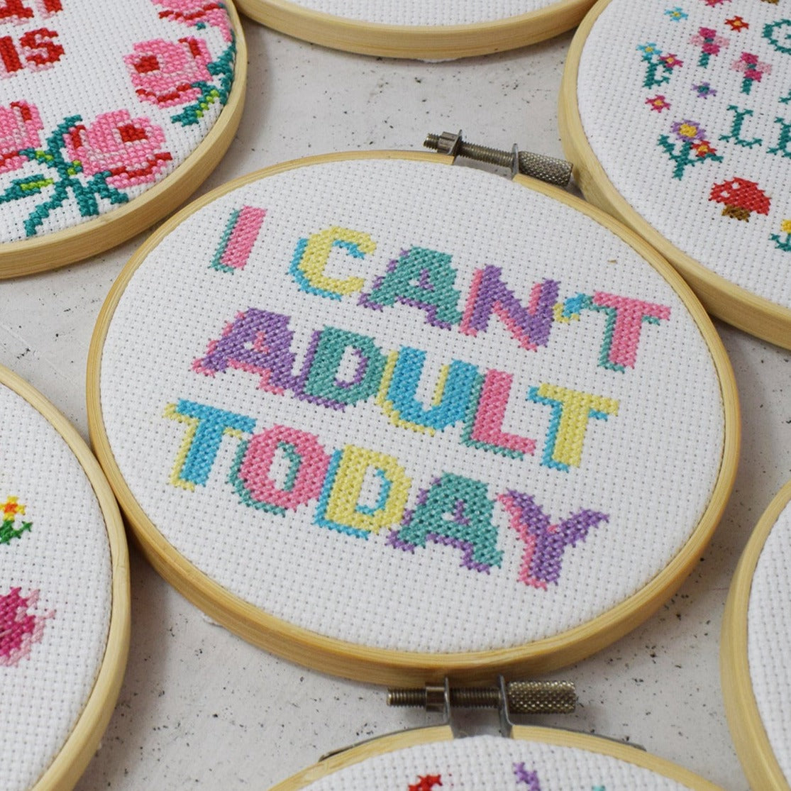 'I can't Adult Today' Cross Stitch - PDF Pattern