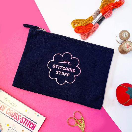 'Stitching Stuff' Craft Project Bag - Navy