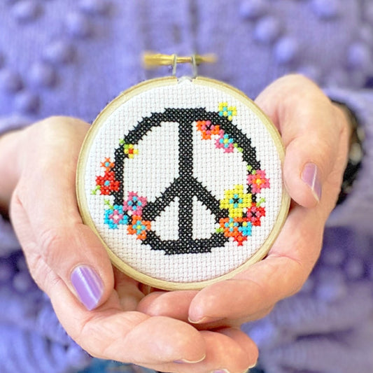 'Peace + Love' Mini Cross Stitch - PDF Pattern