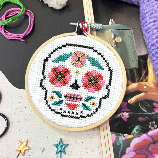 Floral Skull Mini Cross Stitch Kit