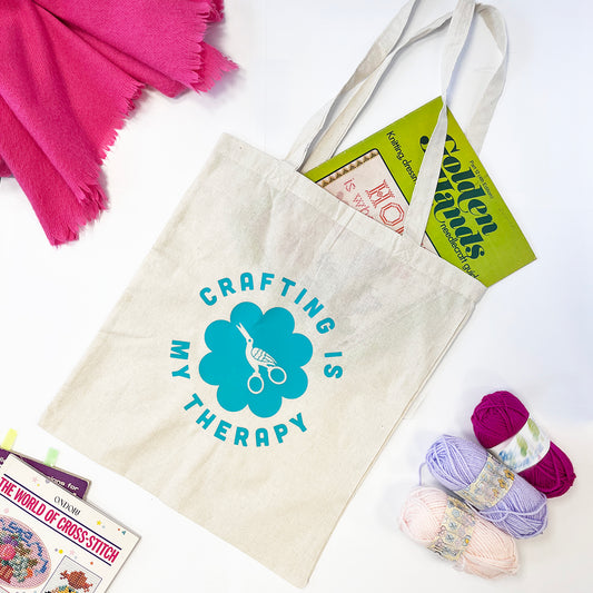 'Crafting is my therapy' Tote Bag